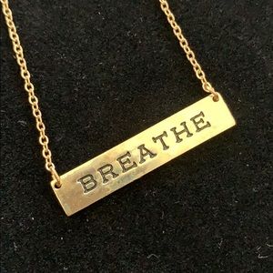 Stamped Gold BREATHE Necklace